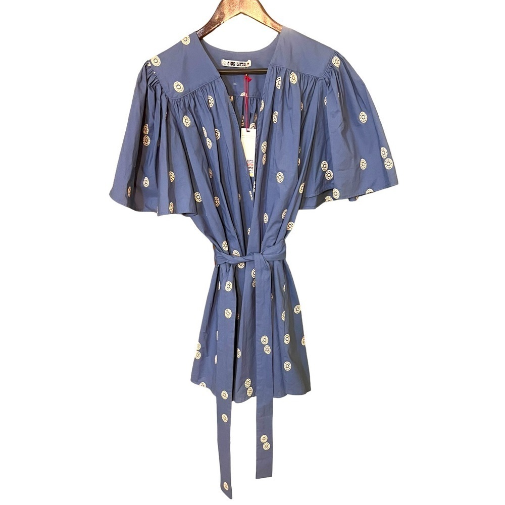 Ciao Lucia Dress Sabrina Embroidered Belted Wrap Mini‎ Sz L NWT - Picture 4 of 8
